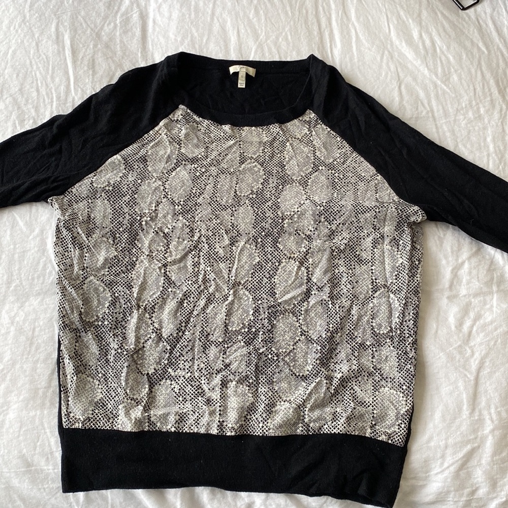 Joie Silk Snake Print Light Sweater